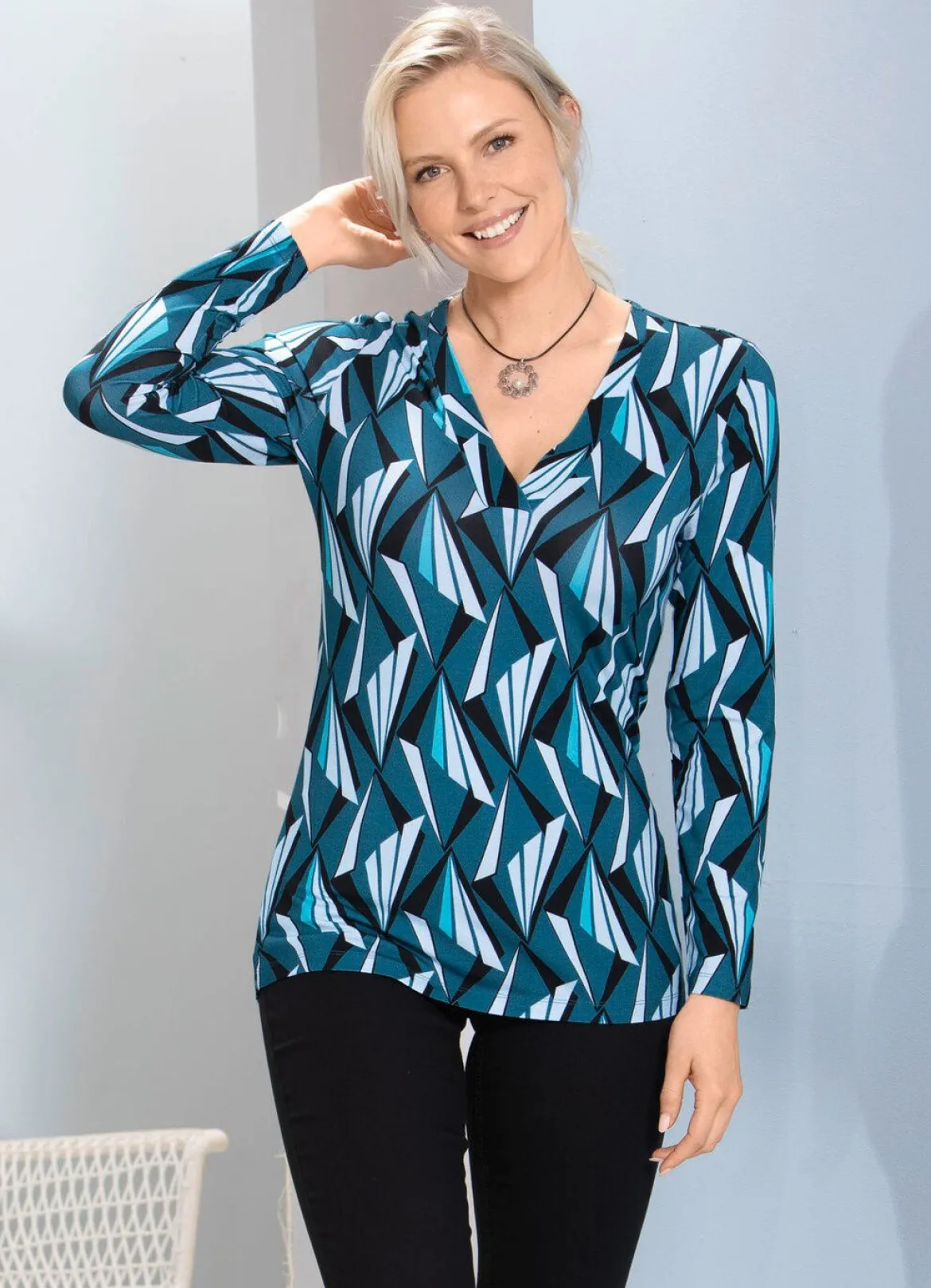 Allover gemustertes Shirt in 2 Farben