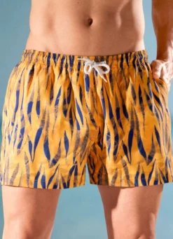 Badeshorts mit buntem Druckdessin, Microfaser