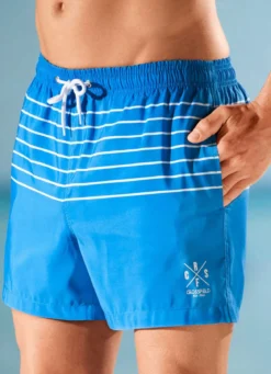 Badeshorts mit Streifendessin, Microfaser