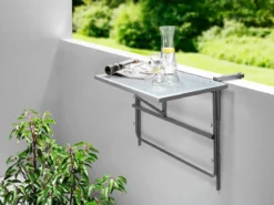Balkon-Hängetisch mit Glasplatte