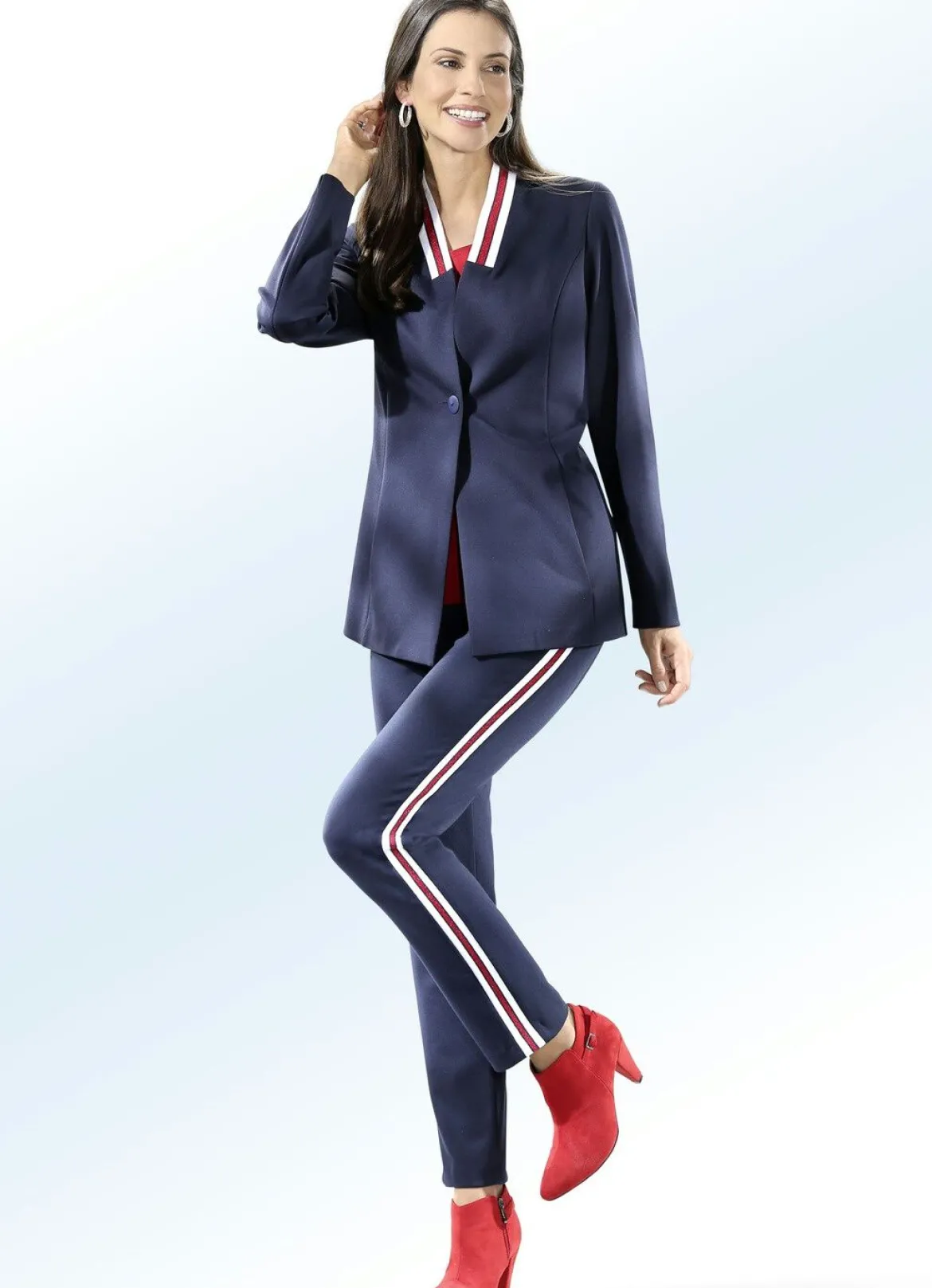 Blazer mit Glanzgarn-Streifenbesatz