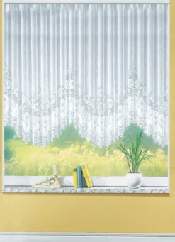 Blumenfenster-Store, gleichmäßig gebogt, mit Faltenband