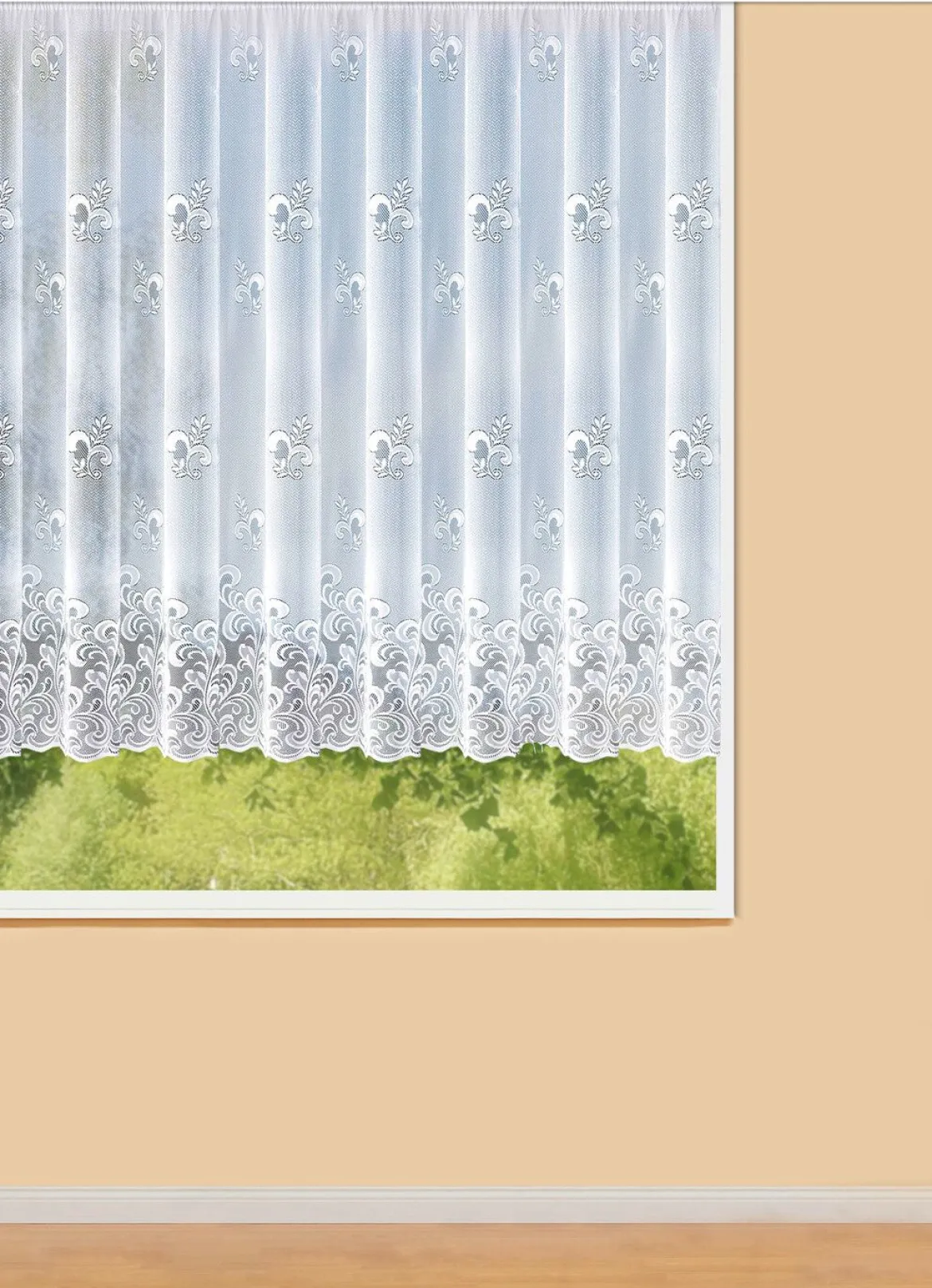 Blumenfenster-Store mit Universalschienenband