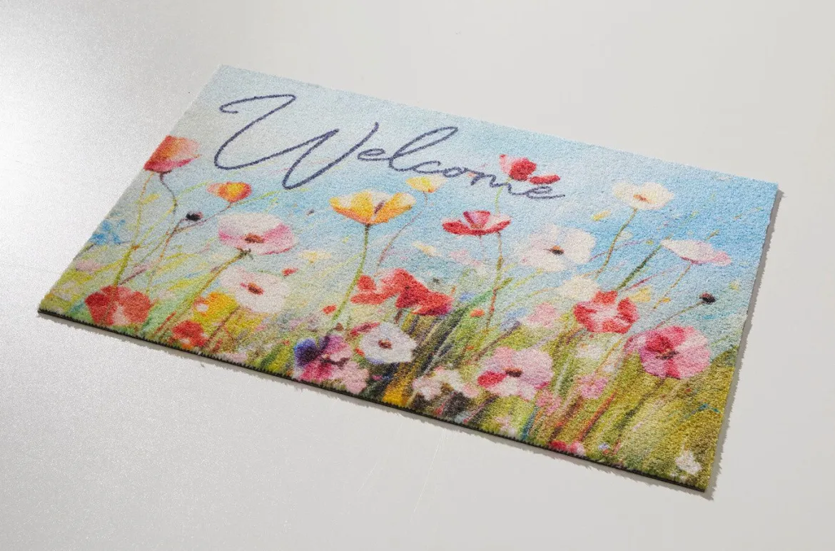 Blumenreiche Fußmatte „Willkommen“
