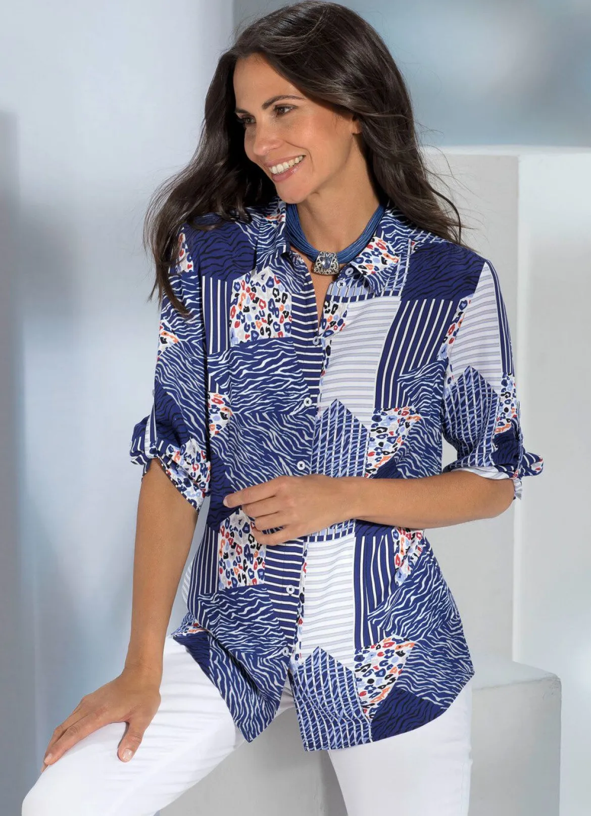 Bluse mit Hemdkragen