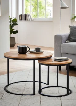 Couchtisch, 2er Set, mit Metallgestell