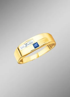 Damenring in Bicolor mit Diamant und echt blauem Safir