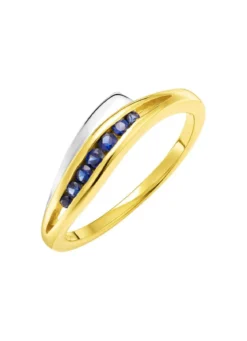Damenring in Bicolor mit synth. Safir