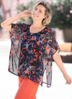 Doppellagiges Shirt mit Chiffon-Überwurf