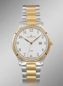 Dugena-Quartz-Herrenuhr mit Edelstahlbandgehäuse