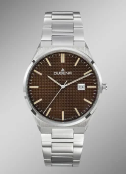 Dugena-Quartz-Herrenuhr mit Edelstahlbandgehäuse