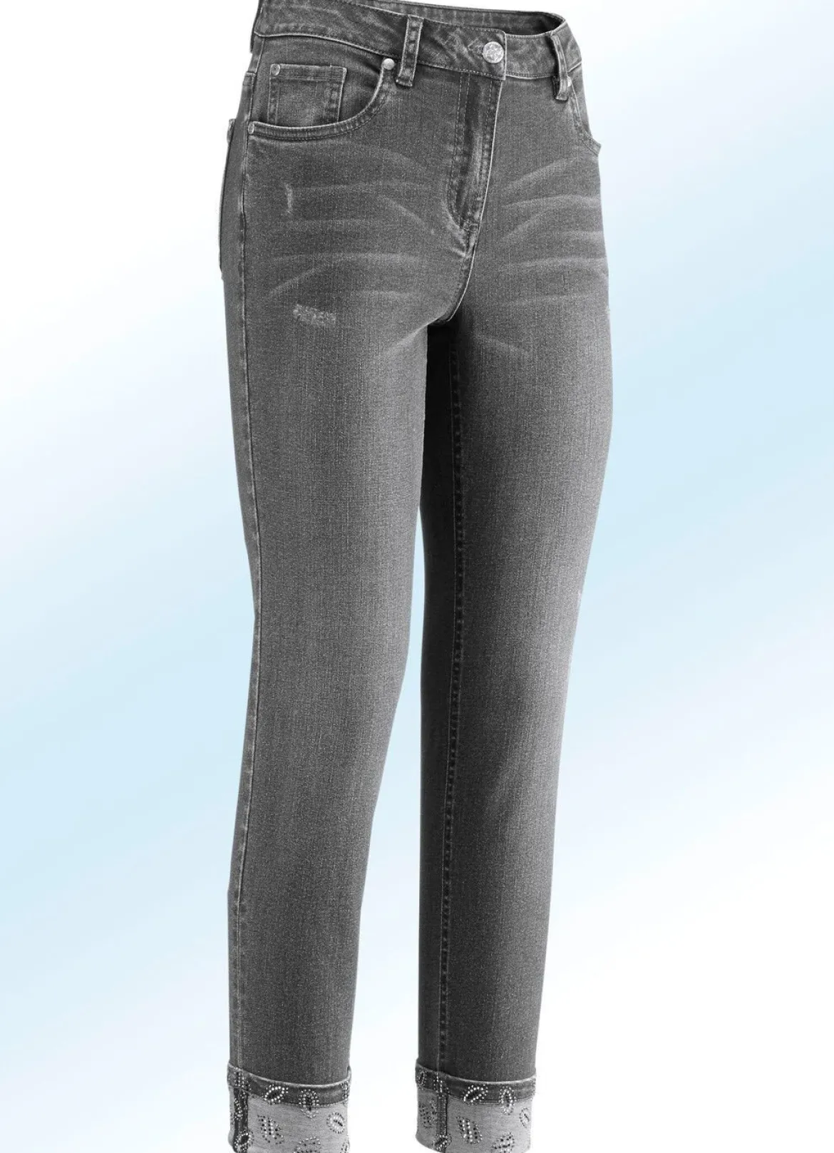 Edel-Jeans in 7/8-Länge mit hübschem Glitzersteinchenbesatz
