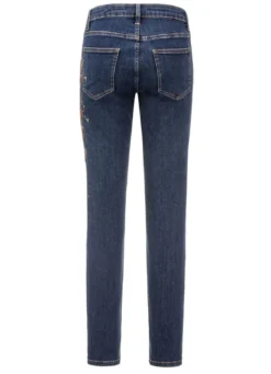 Edel-Jeans mit handbemalten, floralen Motiven