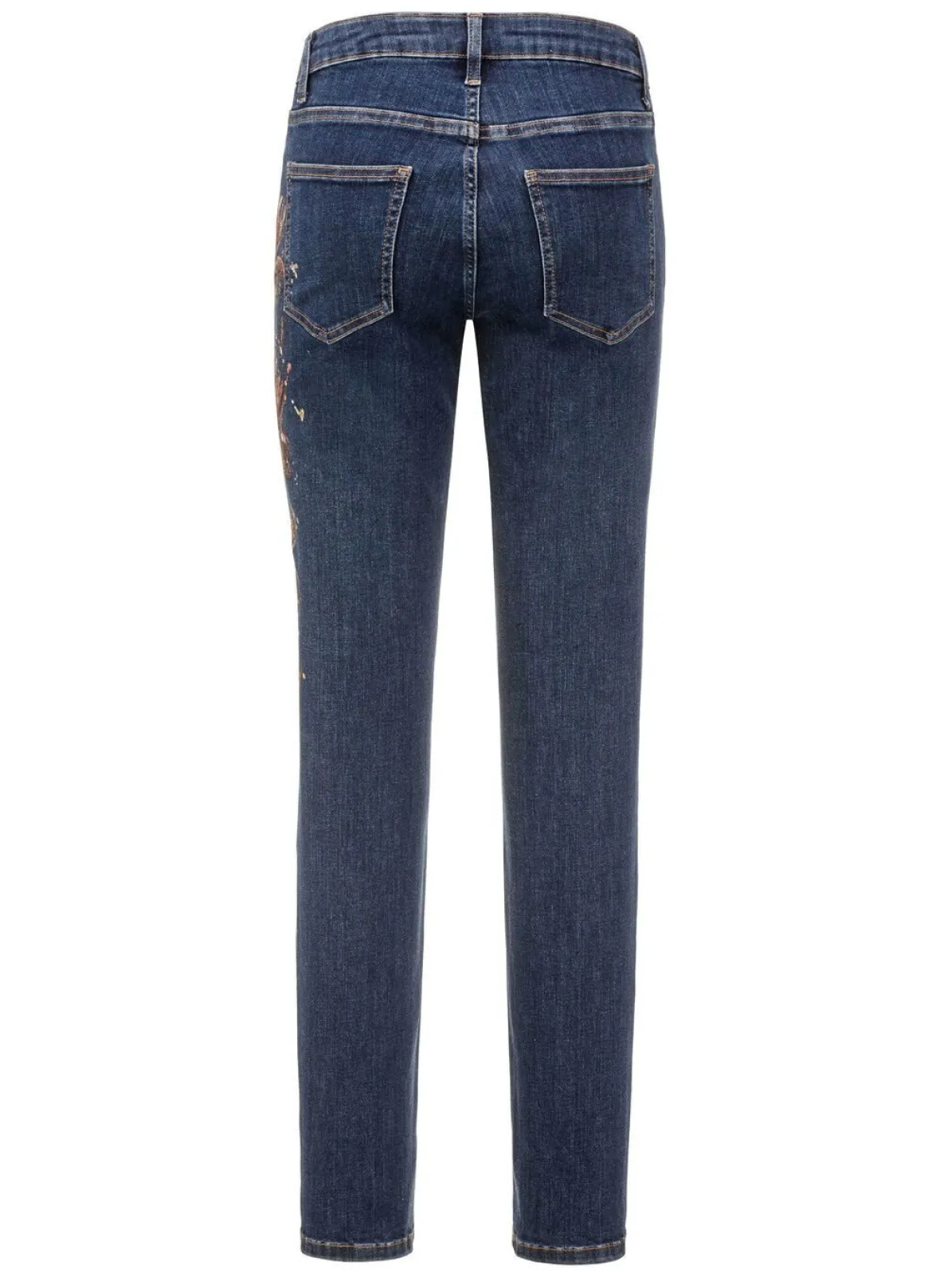 Edel-Jeans mit handbemalten, floralen Motiven