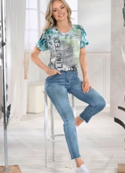 Edel-Jeans mit tollen Glitzersteinchen und Fransensaum