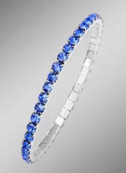 Elastisches Armband aus Edelstahl mit blauen Kristallen
