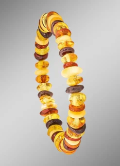 Elastisches Armband mit echt Bernstein-Mix