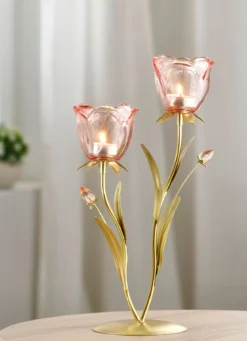 Eleganter Teelichthalter mit Gläser in Rosenform
