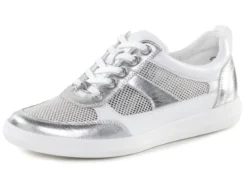ELENA EDEN Sneaker aus Nappaleder und luftigem Textil in Netzoptik