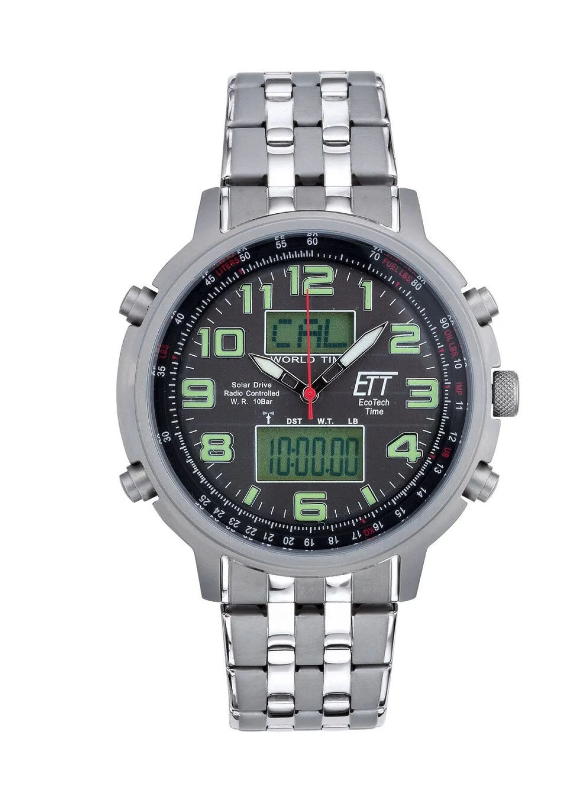 ETT-Funk-Solar-Herrenuhr mit Edelstahlbandgehäuse
