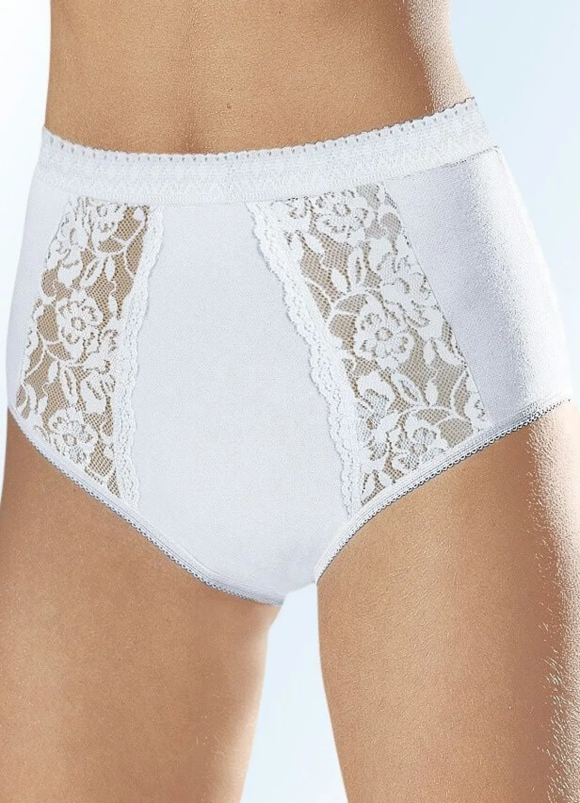 Fünferpack Slips mit elastischen Spitzeneinsätzen