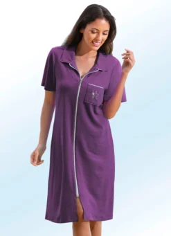 Frottier-Kleid mit durchgehendem Reißverschluss