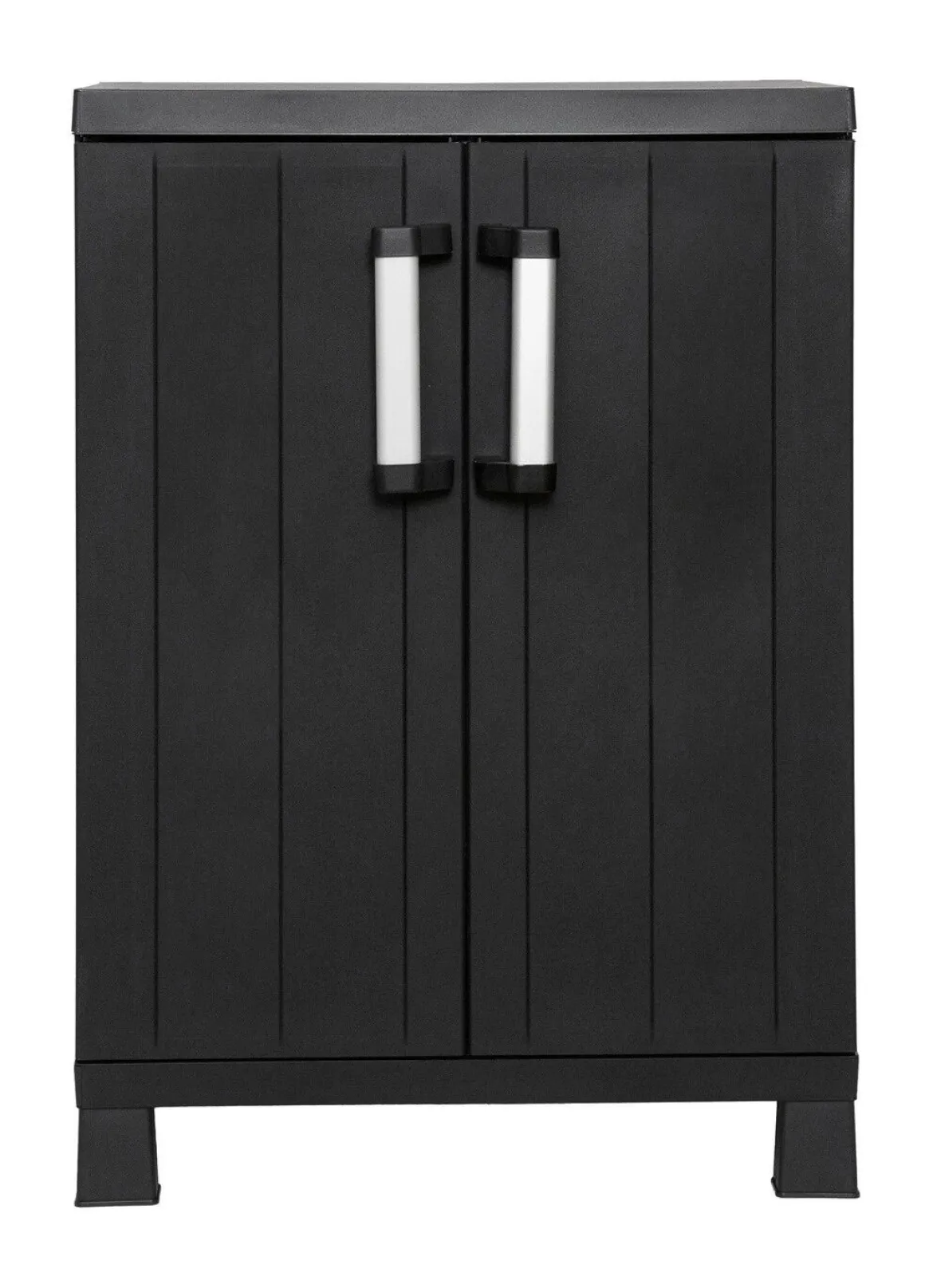 Geräteschrank Garage mit Holzlamellen-Effekt