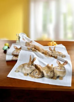 Geschirrtücher mit Hasen-Motiv, 2er-Pack