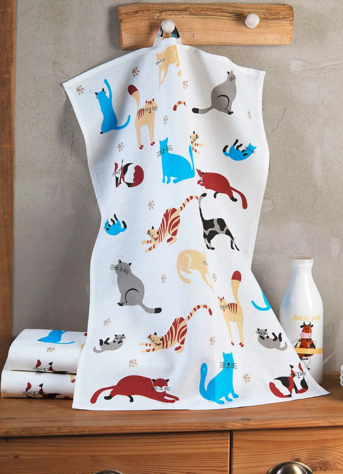 Geschirrtücher mit Katzendessin, 3er-Set