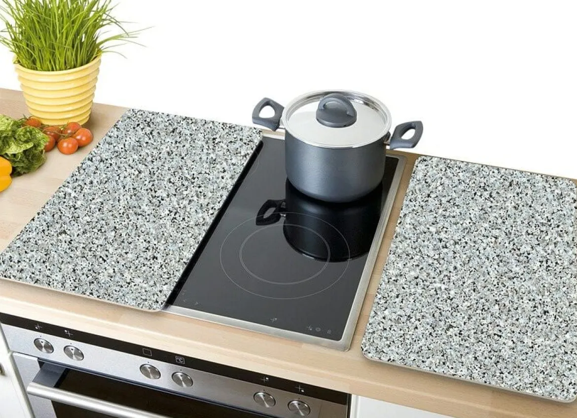 Herdabdeckplatten Granit, 2er-Set