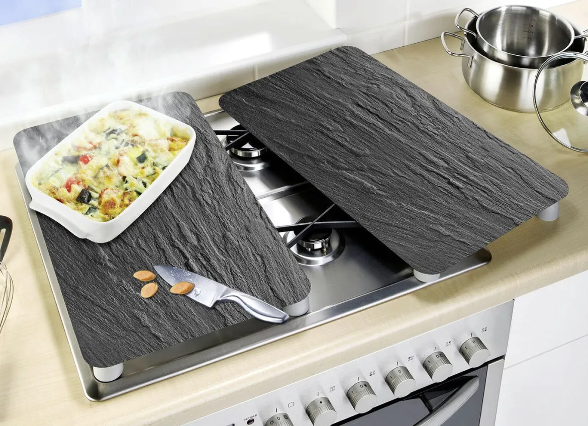 Herdabdeckplatten Schiefer, 2er-Set