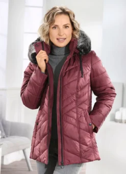 Jacke mit abnehmbarem Kunstpelz-Besatz an der Kapuze