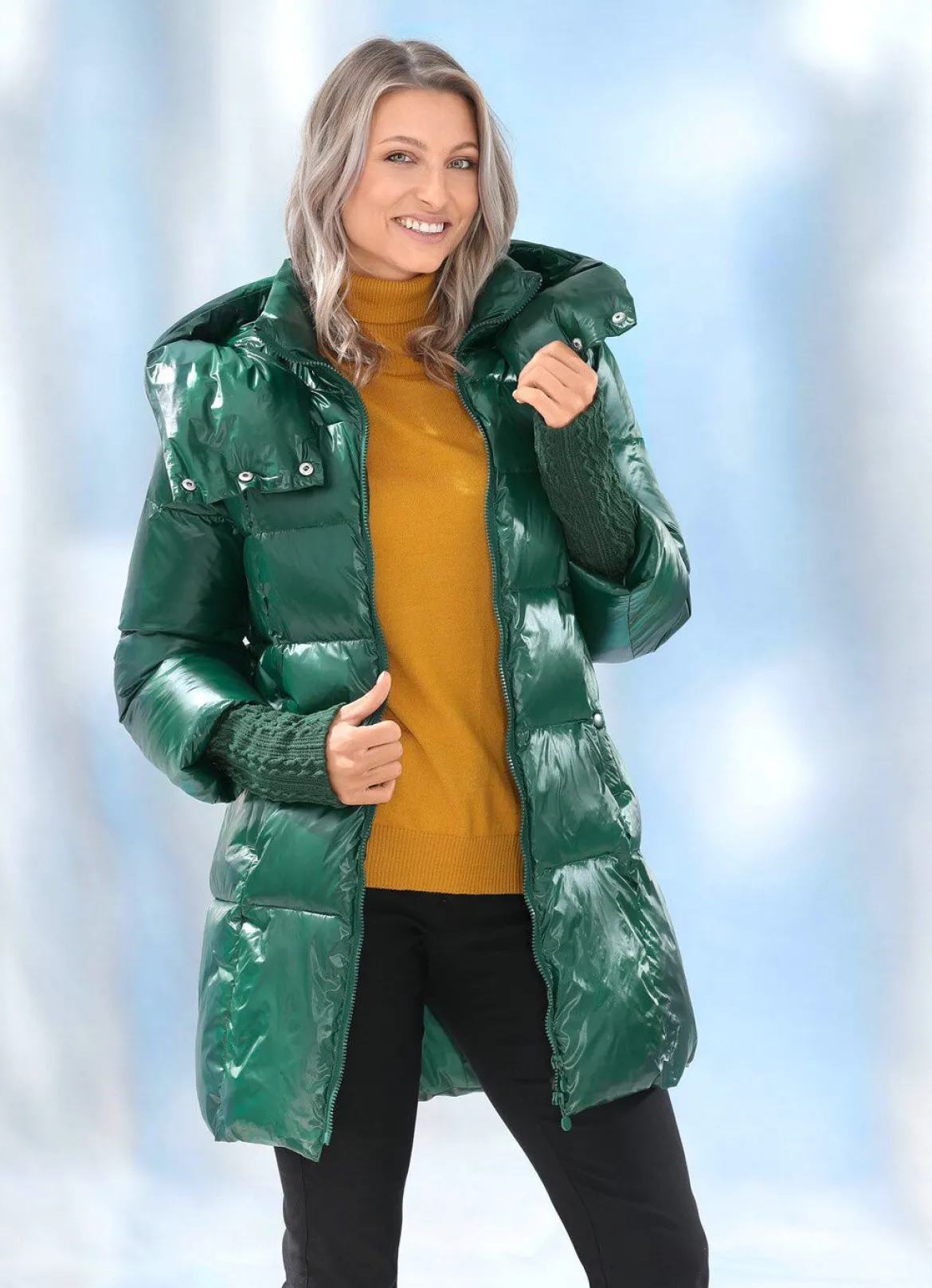 Jacke mit langem Strickbund am Ärmelabschluss
