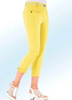 7/8-lange Hose mit kontrastfarbenem Zierband
