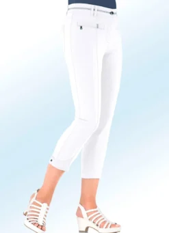 7/8-lange Hose mit kontrastfarbenem Zierband