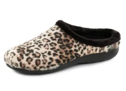 Laurina, trendige Damen-Hausschuhe, mit Leoparden-Dessin