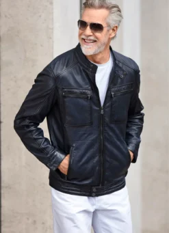 Lederkurzjacke mit Brusttaschen