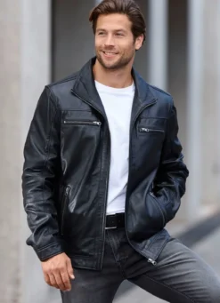 Lederkurzjacke mit Innentaschen