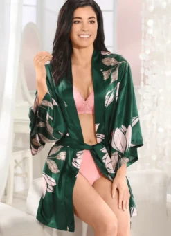 LingaDore Hausmantel in Kimonoform mit buntem Druckdessin