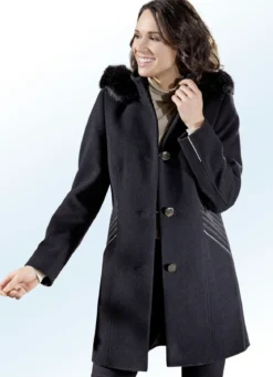 Longjacke in 2 Farben mit kontrastfarbenem Zierstepp an den Schubtaschen