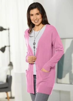 Long-Strickjacke in sehr weichem Feinstrick