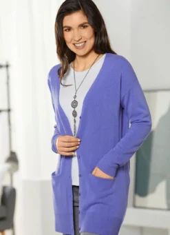 Long-Strickjacke in sehr weichem Feinstrick
