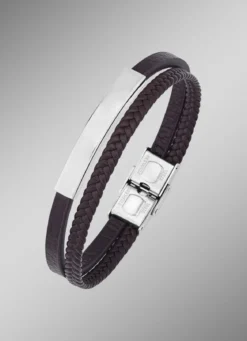 Modernes Leder-Armband mit Edelstahl