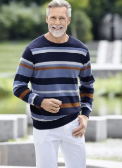 Modischer Rundhalspullover in 2 Farben