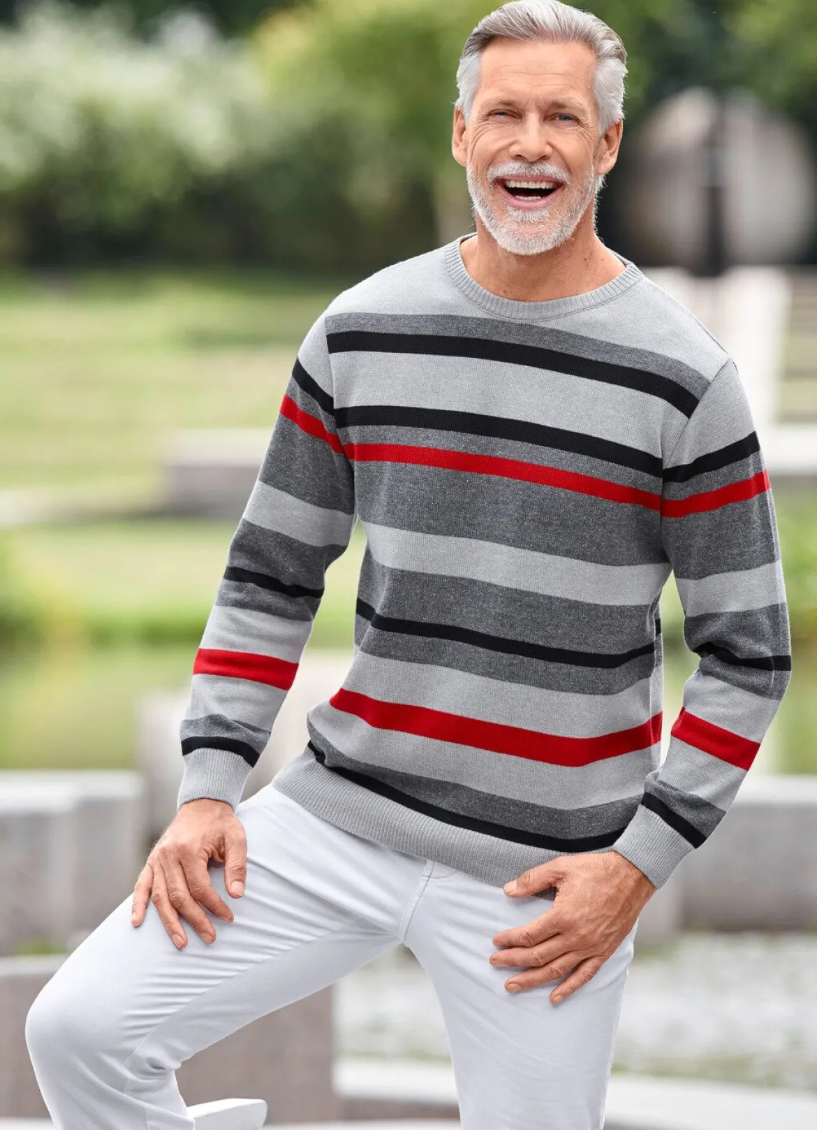 Modischer Rundhalspullover in 2 Farben