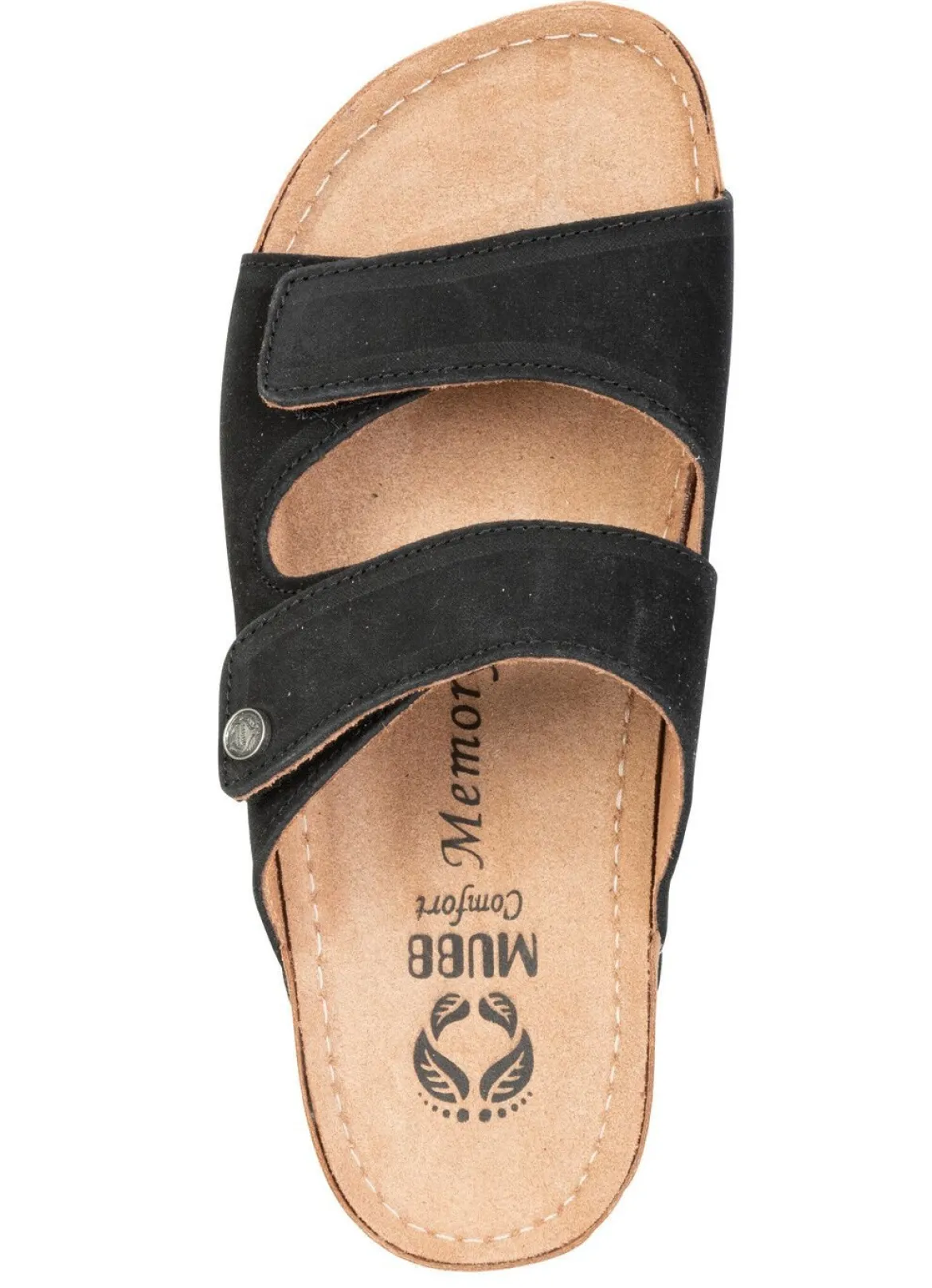 Mubb, bequeme Damen-Pantoletten, Weite H, mit Klettverschluss