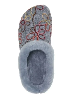 Mubb Wollfilz-Pantoffel mit bunter Blüten-Stickerei