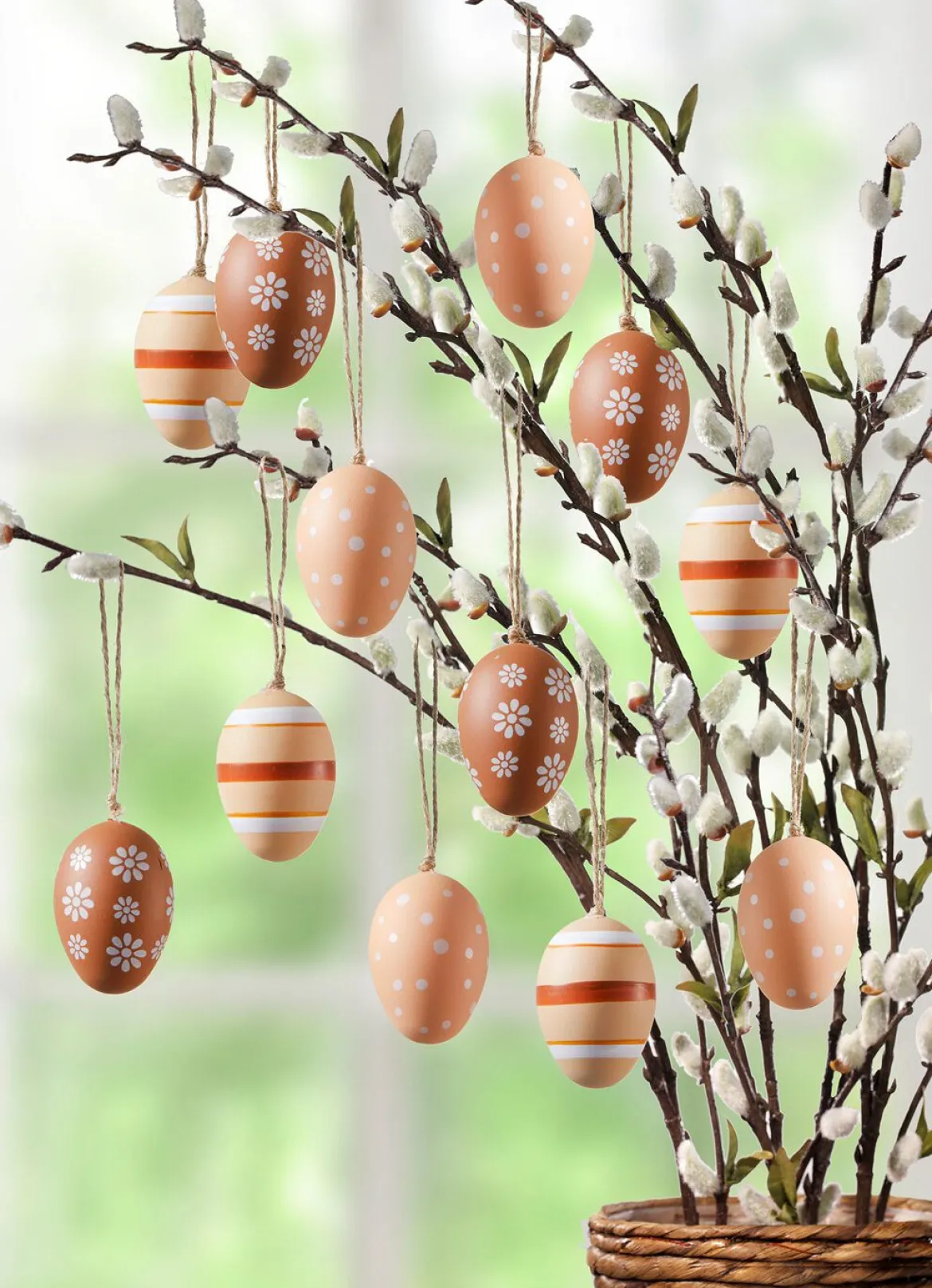 Ostereier mit frühlingshaftem Motiv, 12er-Set
