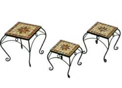 Pflanzenpodeste "Mosaik", eckig, 3er-Set, aus robustem Stahl