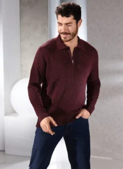 Polopullover mit kurzem Reißverschluss in 3 Farben
